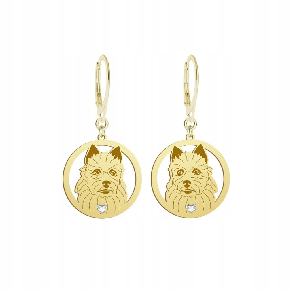 Kolczyki Złote z psem Terier Australijski 925 Bigiel Prezent Kobieta GRAWER