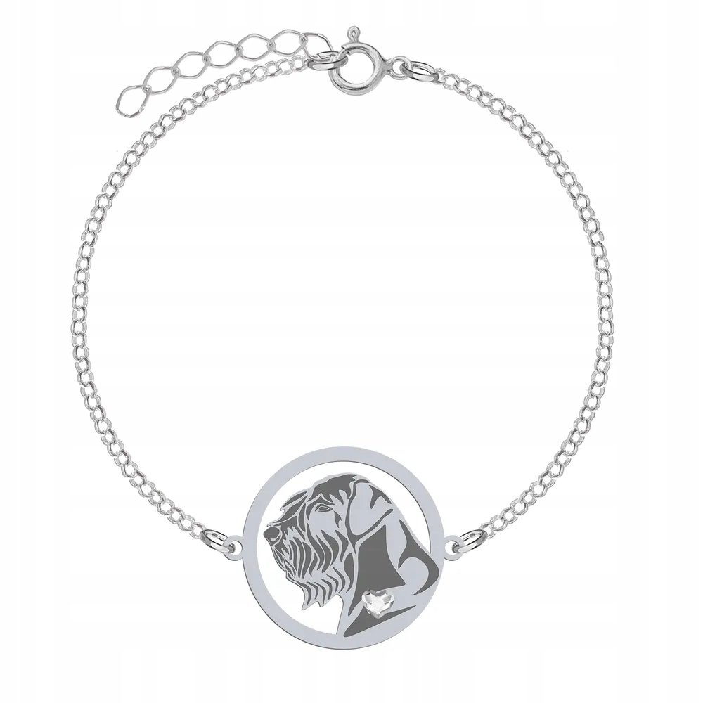 Bransoletka Srebrna z psem Sznaucer Olbrzym 925 Łańcuszek Biżuteria GRAWER