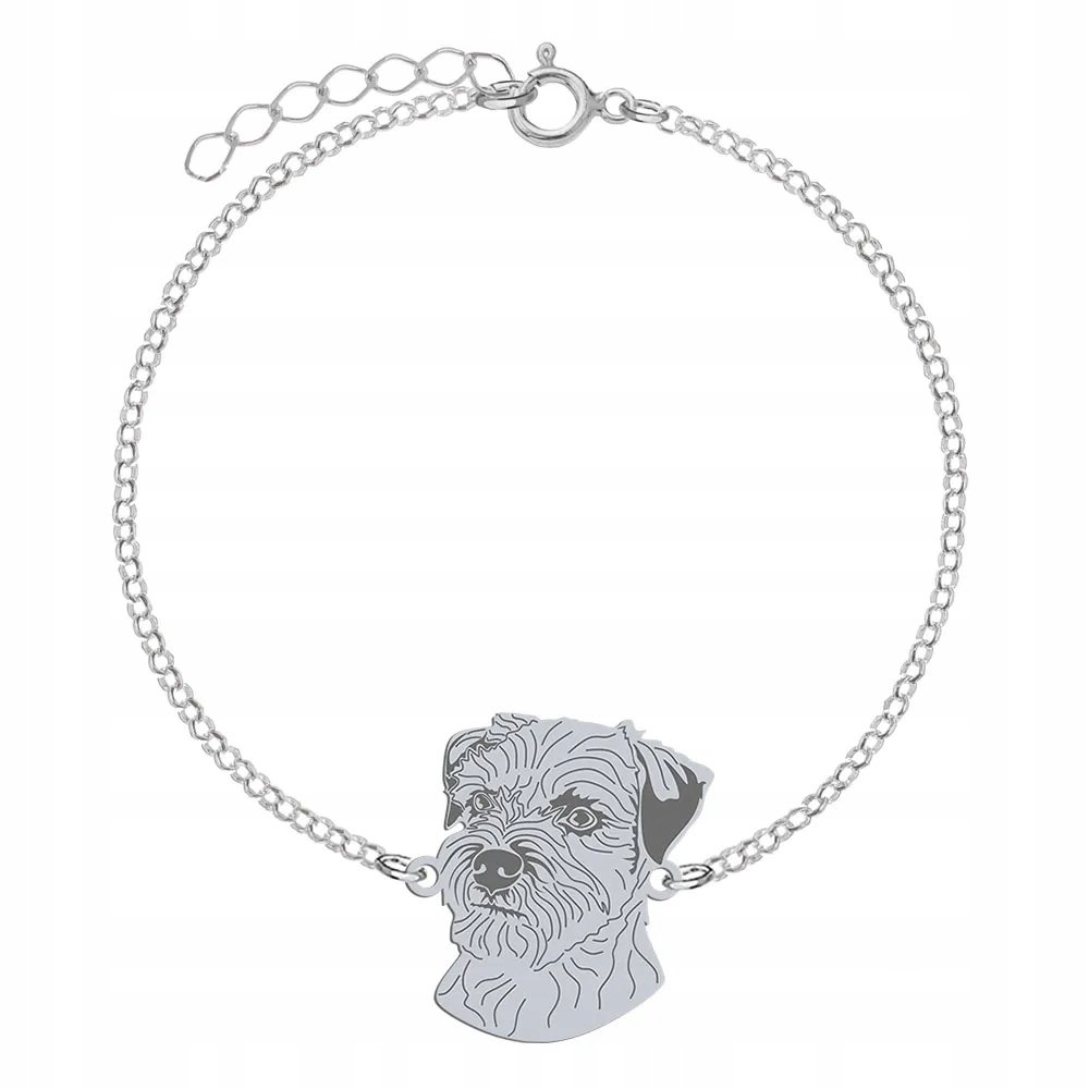 Bransoletka Srebrna z psem Border Terrier 925 Biżuteria Prezent GRAWER