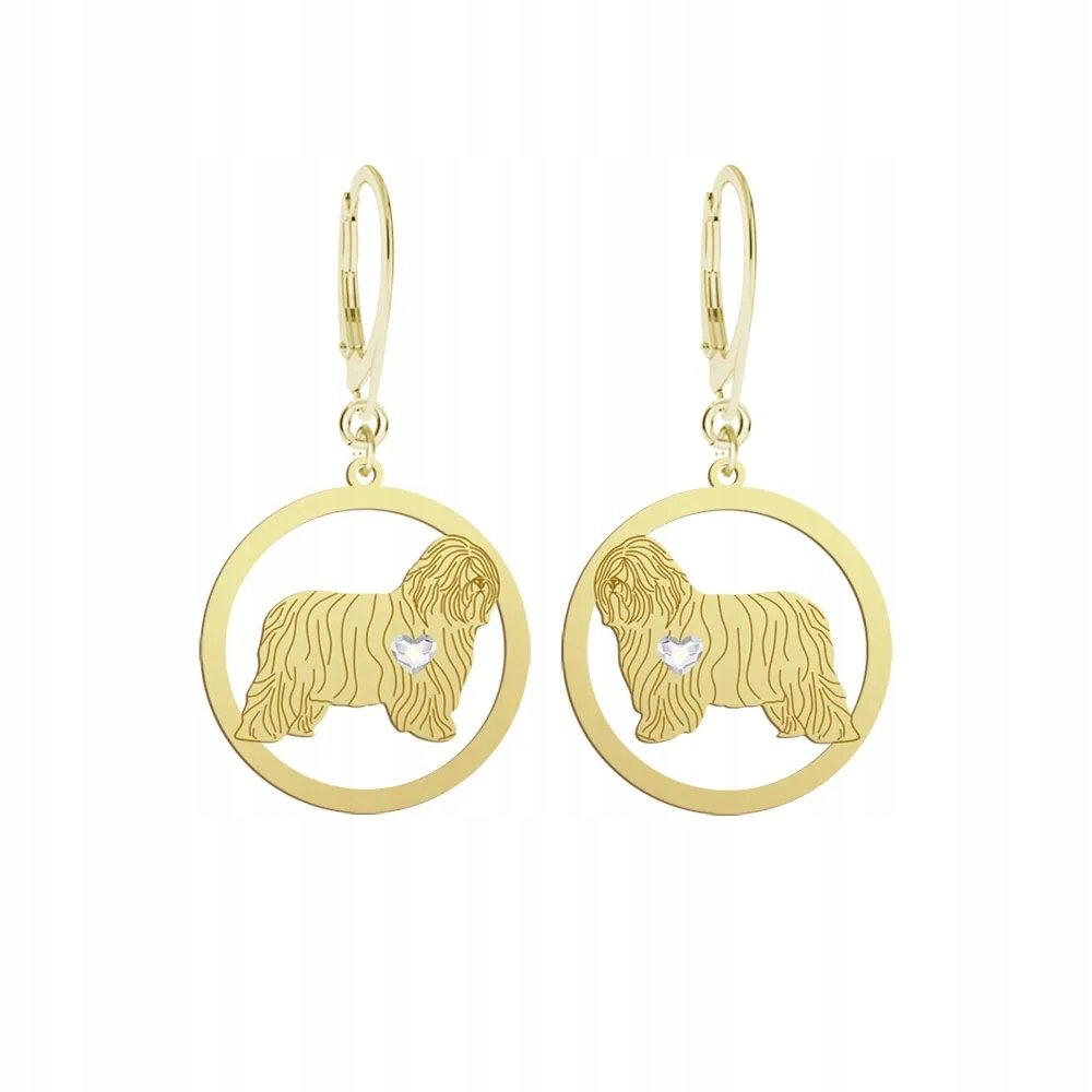 Kolczyki Złote z psem Polski Owczarek Nizinny 925 Biżuteria Prezent GRAWER