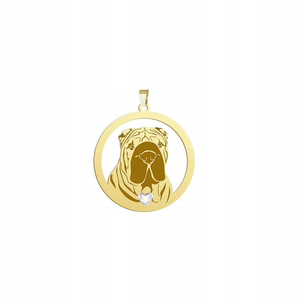 Zawieszka Złota z psem Shar Pei 925 Prezent Kobieta Biżuteria GRAWER
