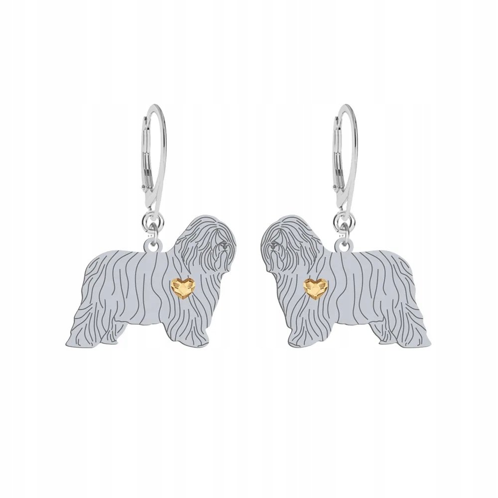 Kolczyki Srebrne z psem Polski Owczarek Nizinny 925 Kobieta Prezent GRAWER