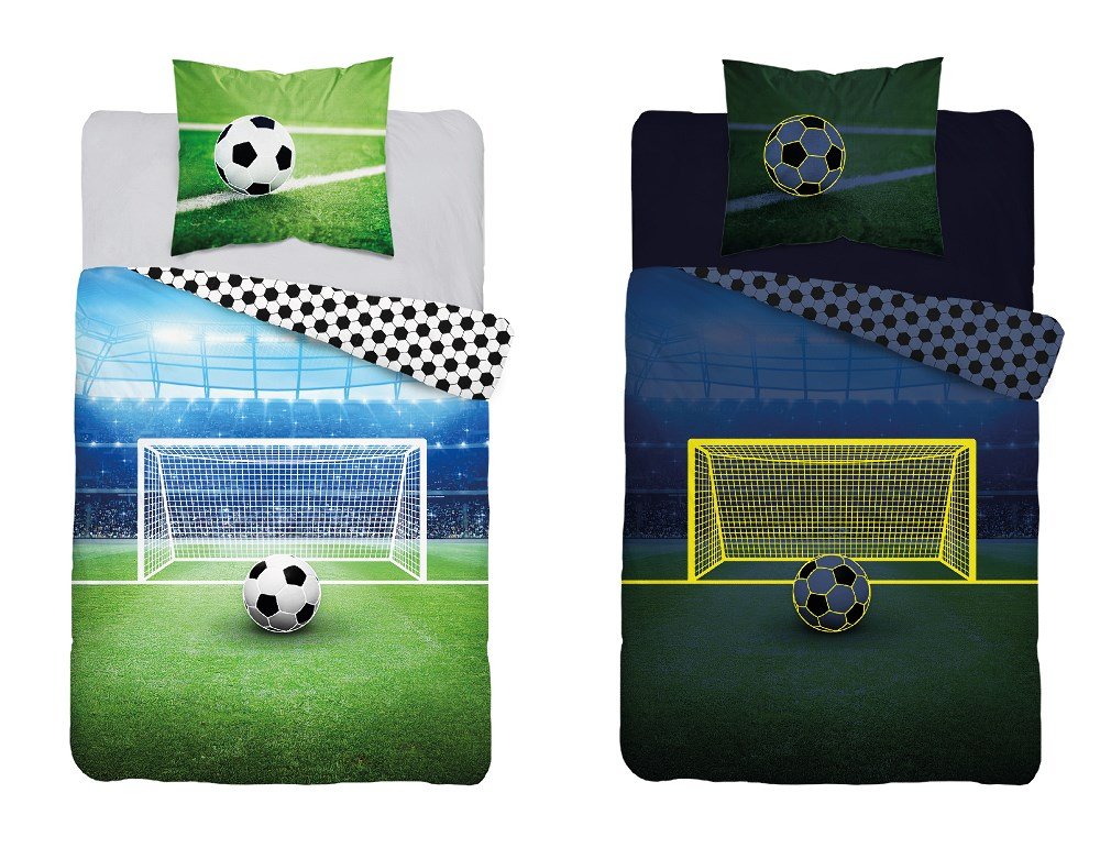 POŚCIEL 140x200 DLA KIBICA PIŁKARZ PIŁKA nożna dla dziecka piłkarska ŚWIECI