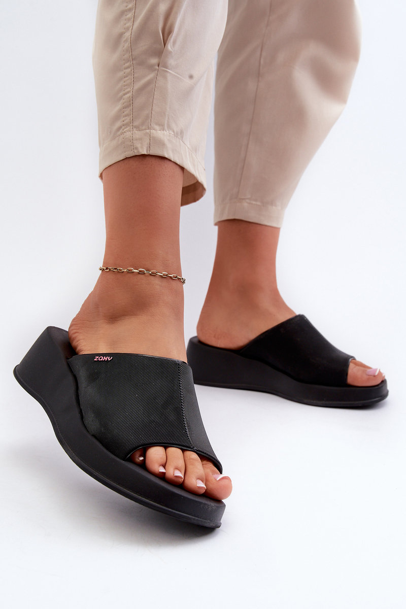 Pachnące Klapki Damskie Na Koturnie ZAXY LL285084 Czarne-39