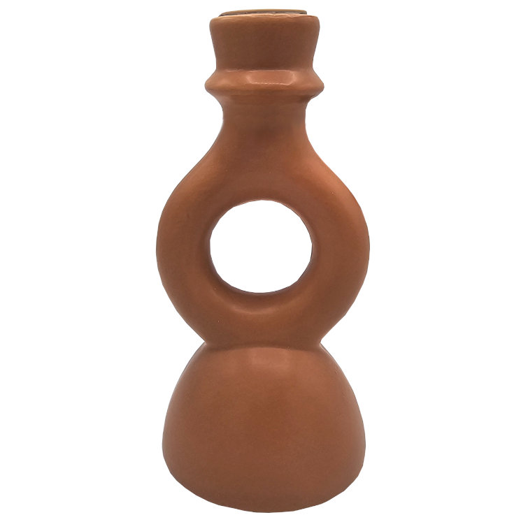 Świecznik stołowy nowoczesny ceramiczny pomarańczowy