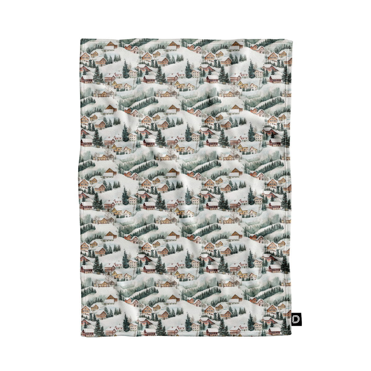 Koc pluszowy WINTER wzór BN78 | Zimowe domki 150 x 200 cm