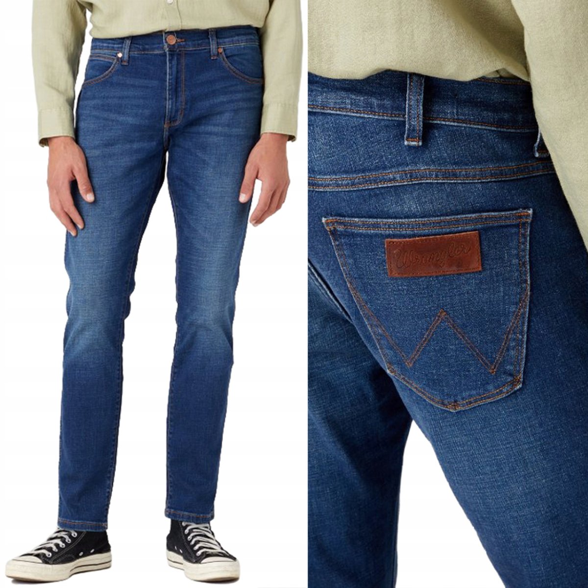 Wrangler LARSTON SLIM TAPERED For Real ZWĘŻANE CIEMNY DżINS W36 L34