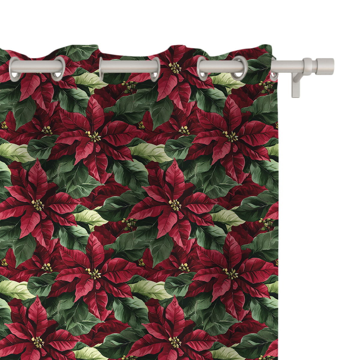 Zasłona WINTER wzór BN80 | Gwiazda betlejemska 150 x 240 cm tkanina zaciemniająca