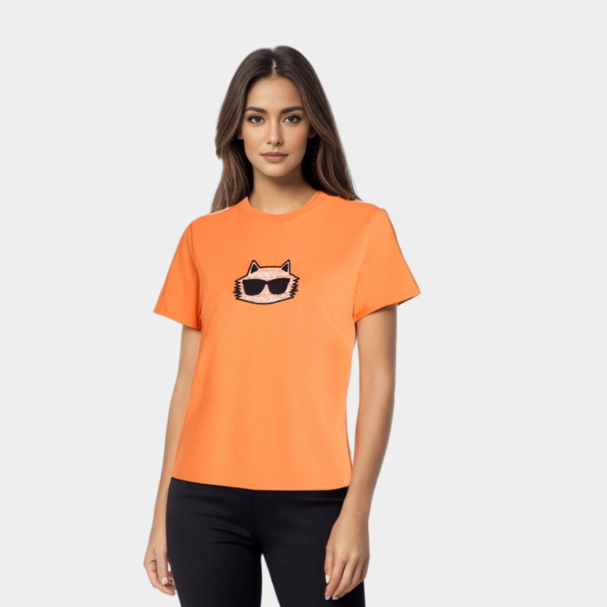 Karl Lagerfeld T-Shirt damski boucle orange [rozmiar M]