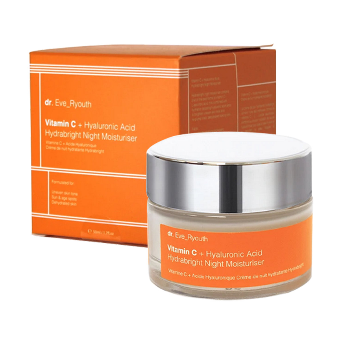 ErthSkin London, Nocny moisturiser z witaminą C i kwasem hyaluronowym, 50ml