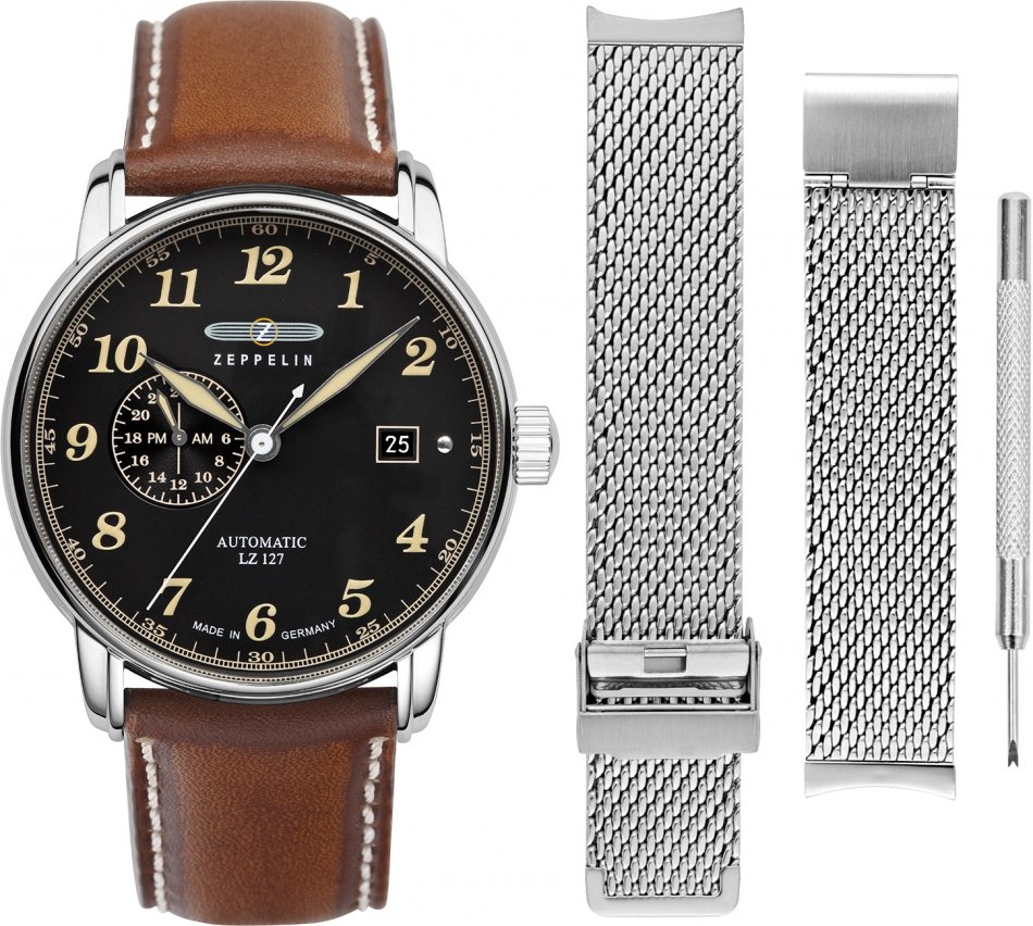 Zestaw męski ZEPPELIN 8668M-2_SET brązowy klasyczny dodatkowy pasek