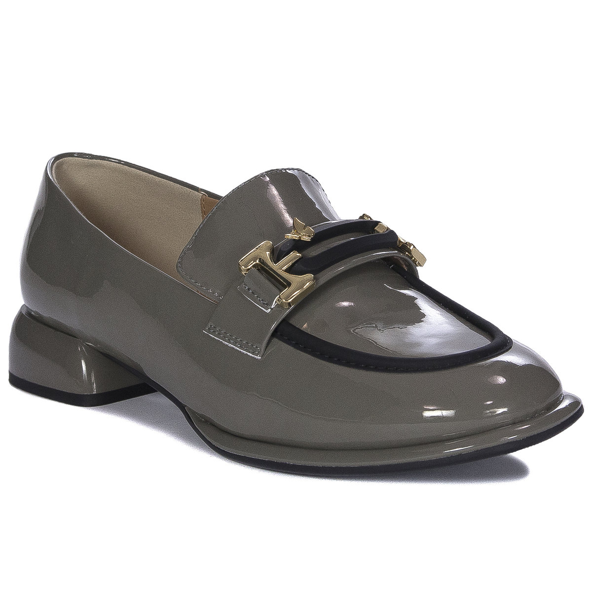 Artiker Półbuty Damskie Skórzane Lakierowane Szare-37