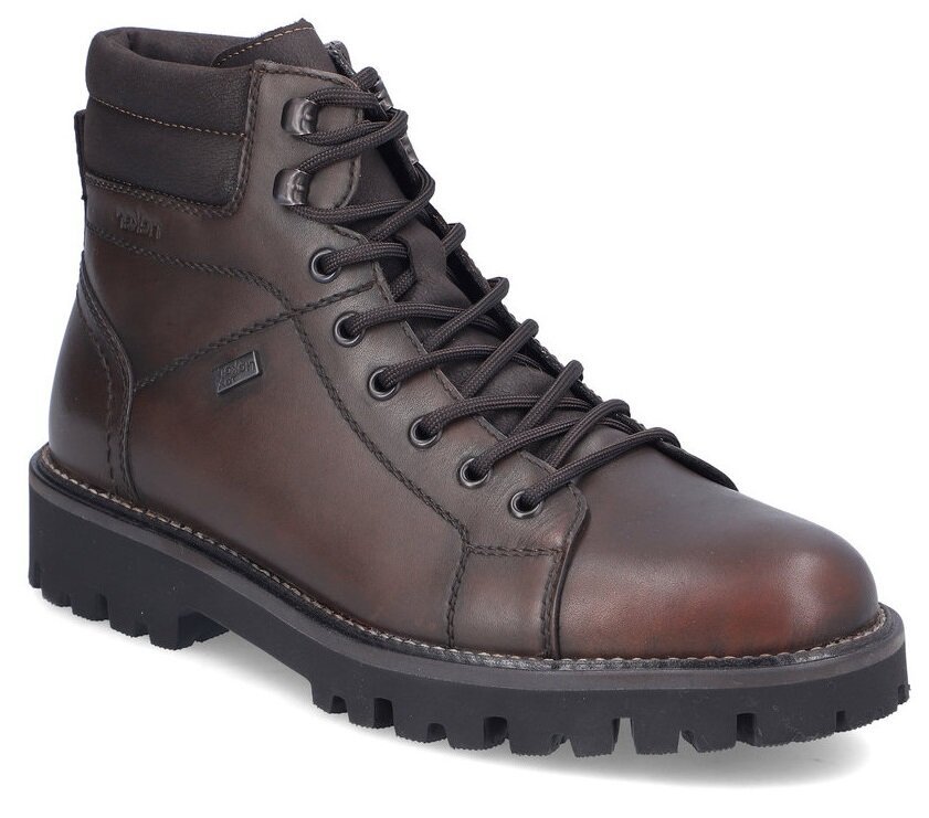 Buty męskie zimowe Rieker 30420-25 trzewiki ocieplane skórzane brązowe-42