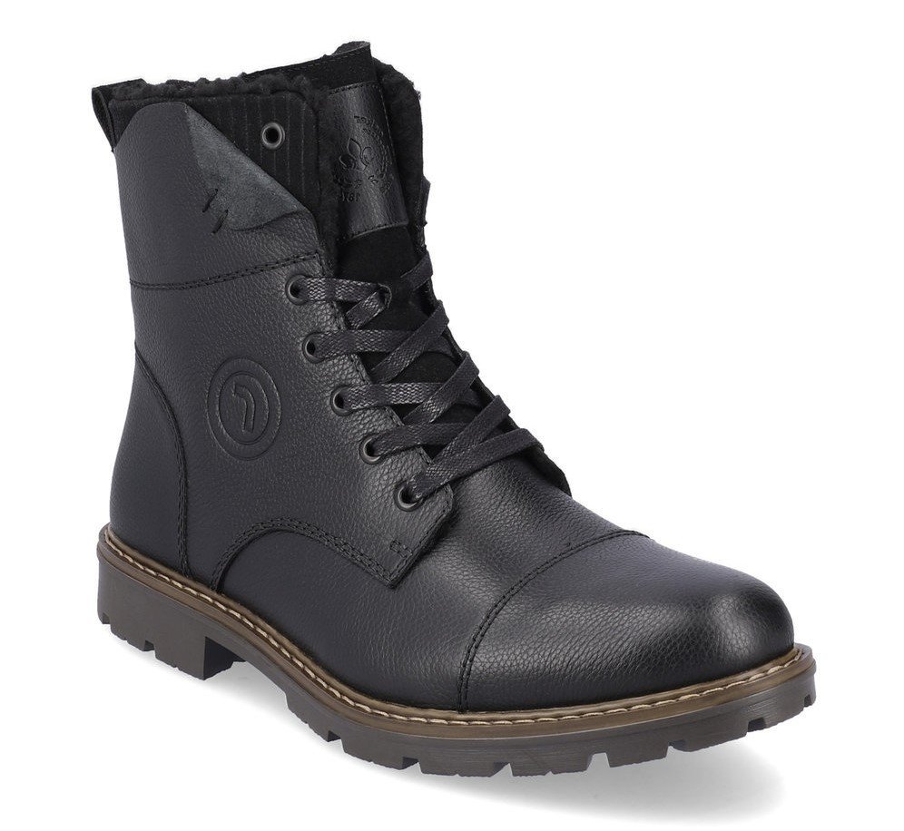 Buty zimowe męskie ocieplane wełną trzewiki skórzane czarne Rieker 32133-46