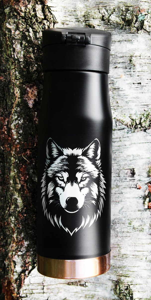 KUBEK TERMICZNY DO KAWY HERBATY Z GRAWEREM WILK - 600 ml