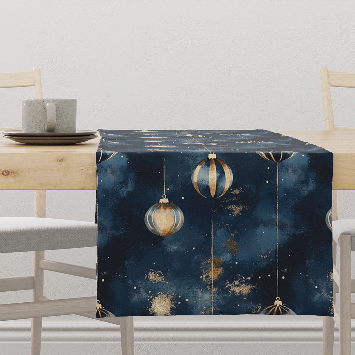 Bieżnik WINTER wzór BN79 | Bombki na granatowym tle 40 x 140 cm