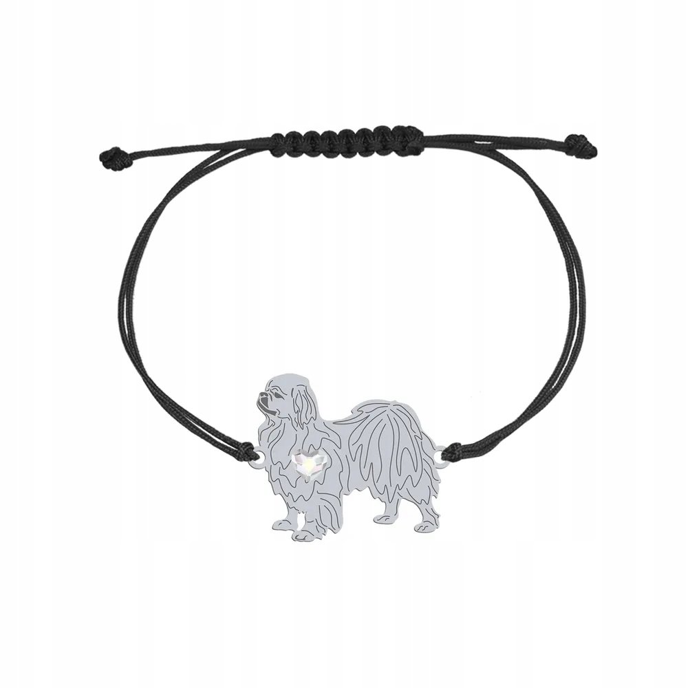 Bransoletka Srebrna z psem Spaniel Tybetański 925 Sznurek Biżuteria GRAWER