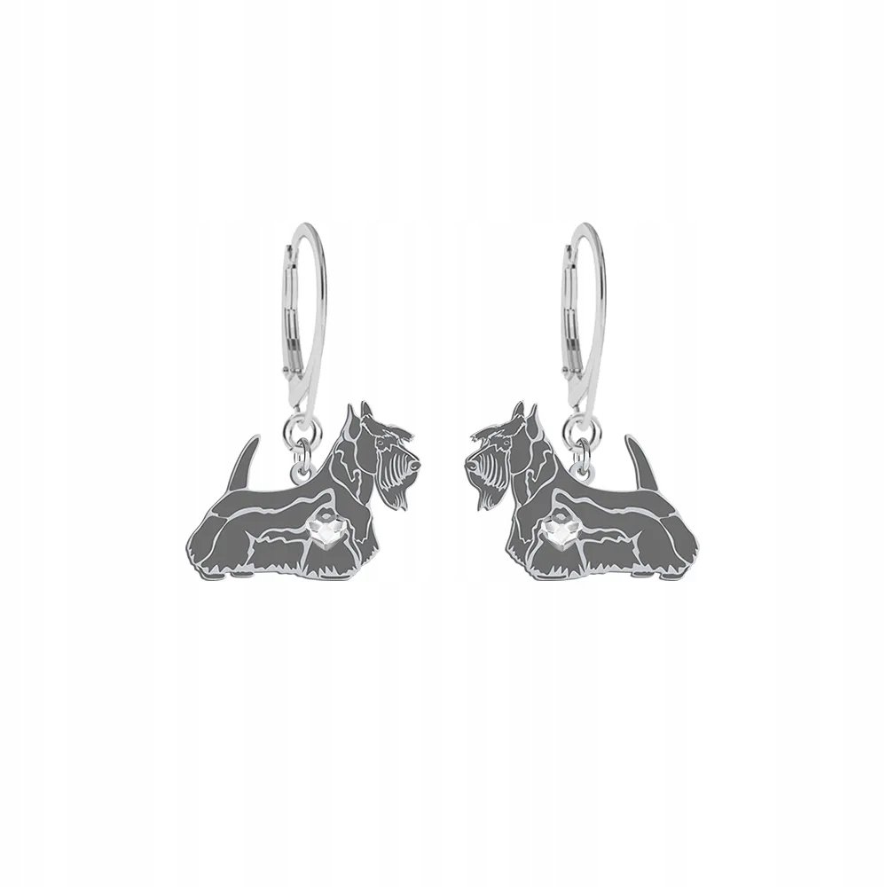 Kolczyki Srebrne z psem Terier Szkocki SREBRO 925 Biżuteria Prezent GRAWER