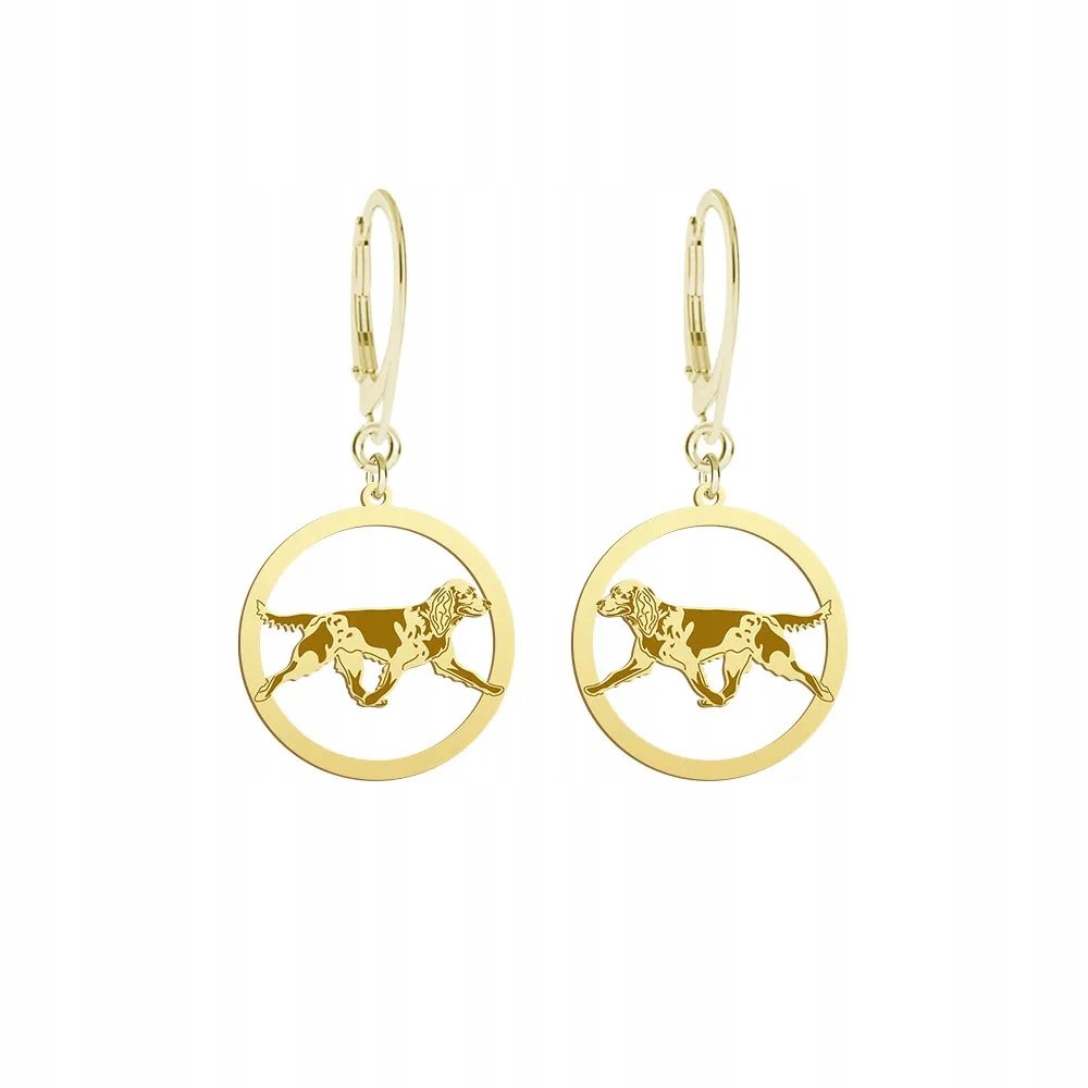 Kolczyki Złote z psem Polski Spaniel Myśliwski 925 Prezent Kobieta GRAWER
