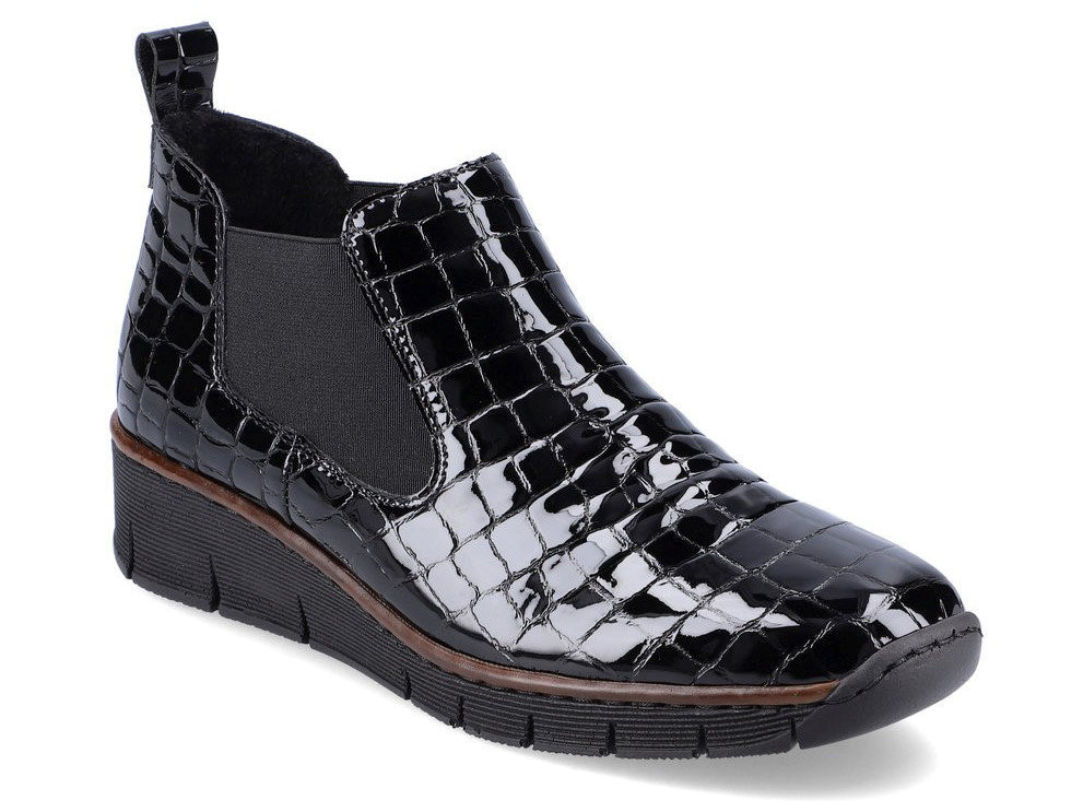 Botki damskie Riekier 53794-01 sztyblety czarne skórzane ocieplane-41