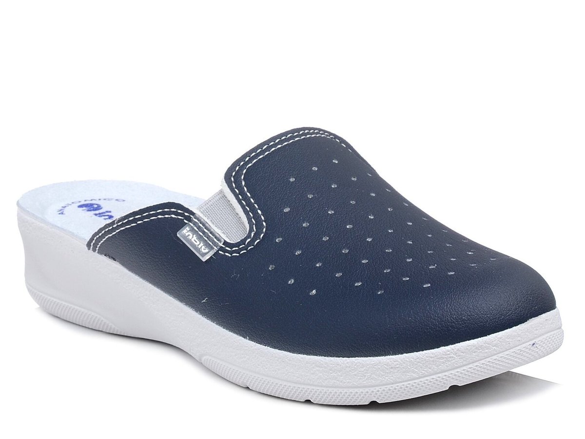Klapki damskie medyczne sanitarne Inblu 50-34 skórzana wkładka granatowe-37