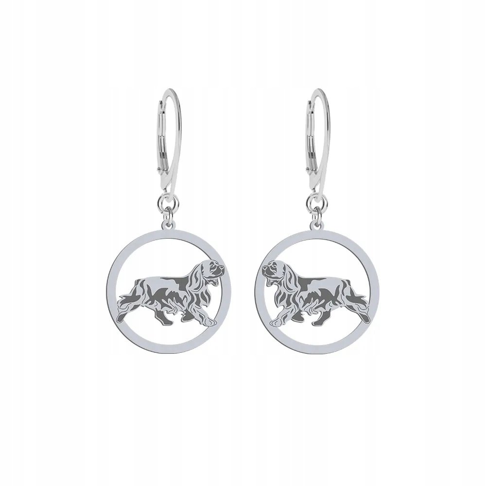 Kolczyki Srebrne z psem Sussex Spaniel 925 Biżuteria Bigiel Prezent GRAWER