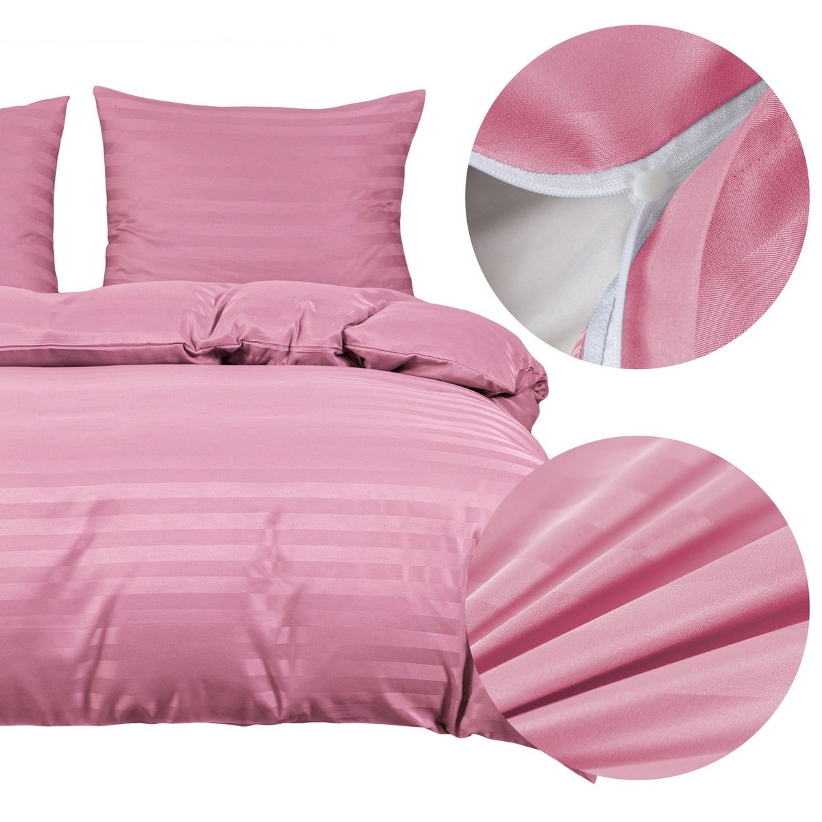 Pościel 160x200 3 cz satynowa pasy RAMIRO klasyczna komplet minimalistyczna