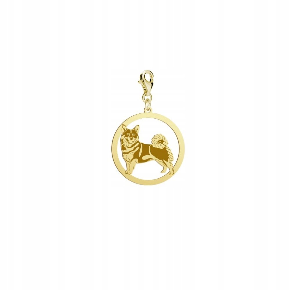Charms Złoty z Swedish Vallhund 925 Prezent Biżuteria Kobieta DEDYKACJA