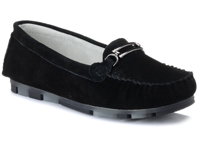 Buty mokasyny damskie skórzane zamszowe czarne Filippo DP1202-36