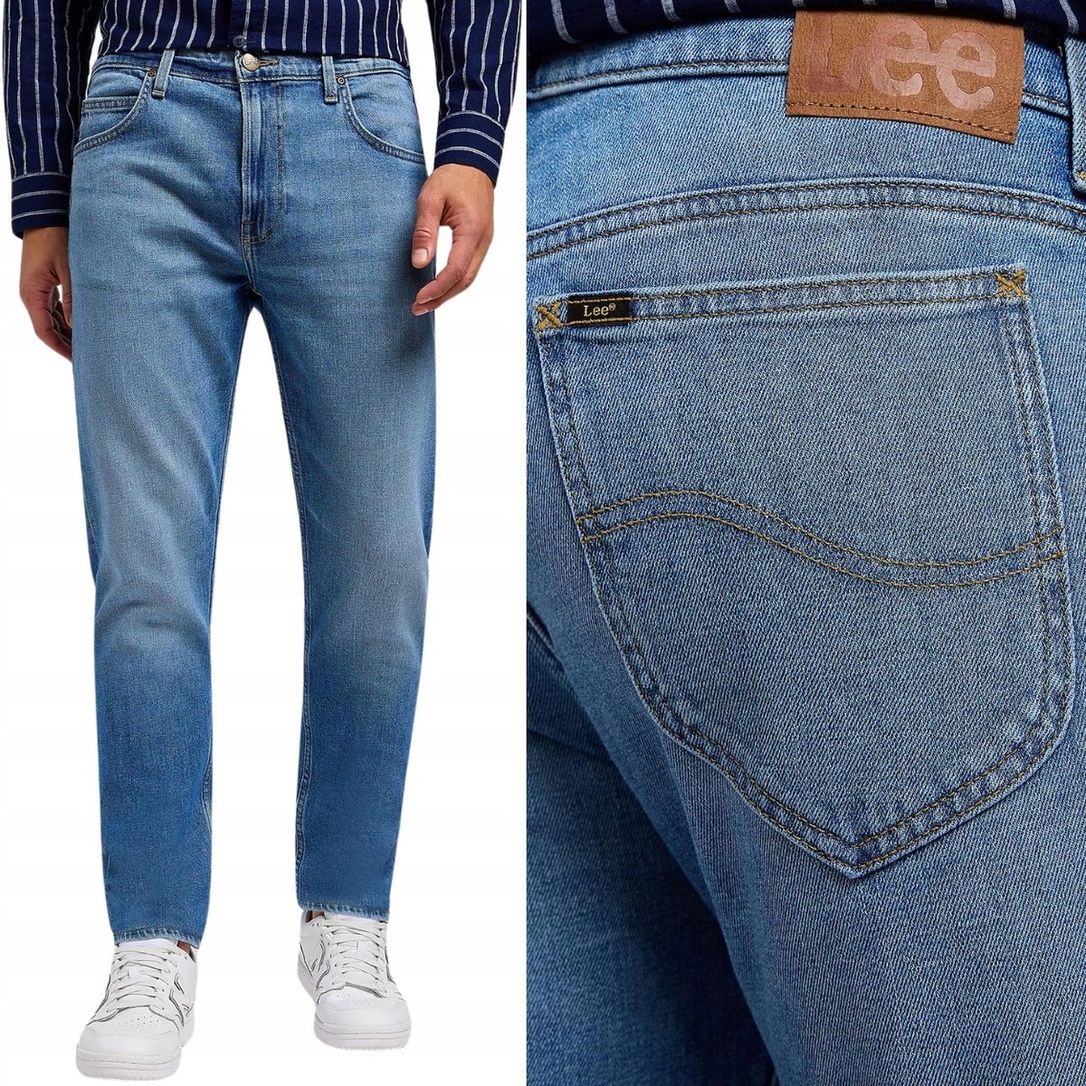 Lee RIDER SLIM Worn in Travis DOPASOWANE ZWĘŻANE BLUE DżINS W36 L34