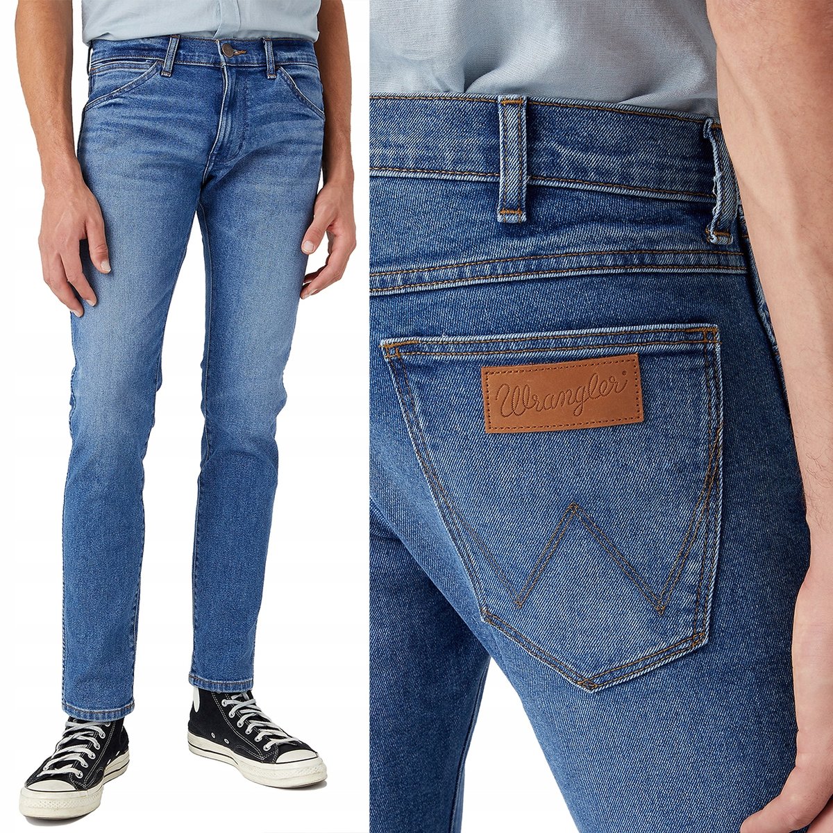 Wrangler BRYSON SKINNY Smoke Sea 365COOL RURKI CIEMNY DżINS W33 L34
