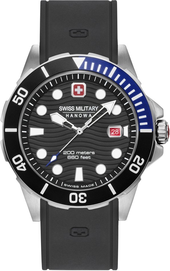Zestaw męski SWISS MILITARY 06-4338.04.007.03 czarny sportowy do nurkowania