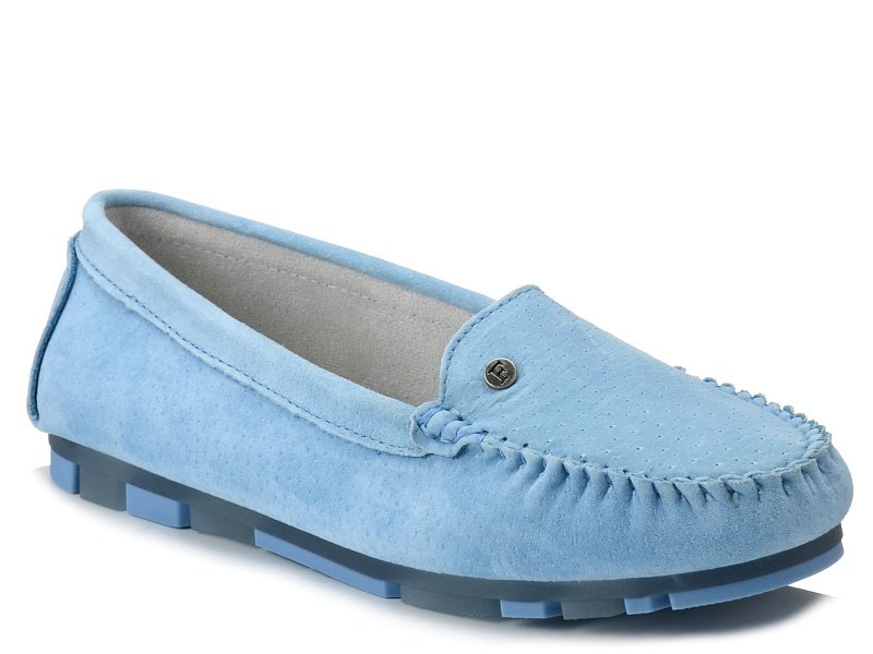 Mokasyny damskie skórzane buty niebieskie zamszowe Filippo DP2037-36