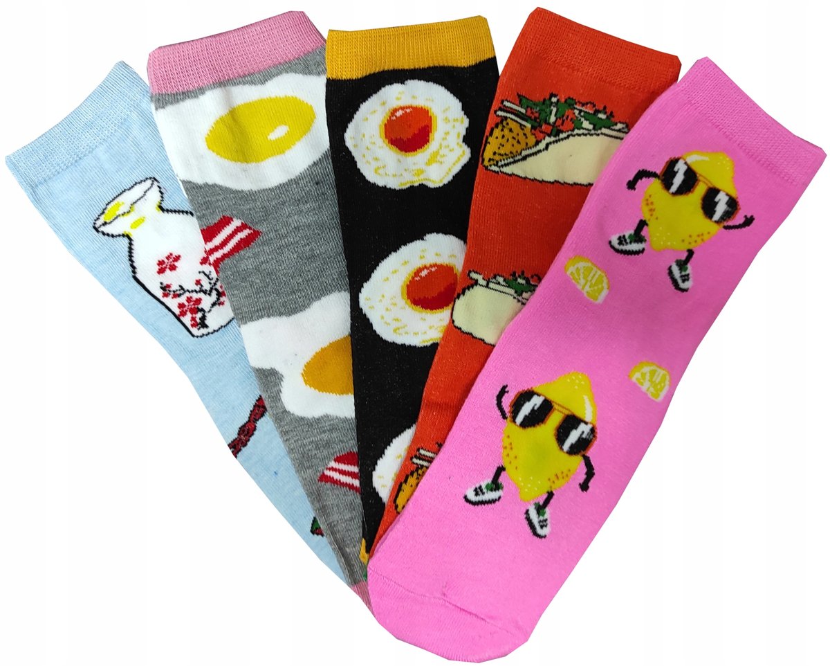 ABS Antypoślizgowe Skarpetki Dziewczęce Bawełniane ŚMIESZNE 5-PAR 19-22