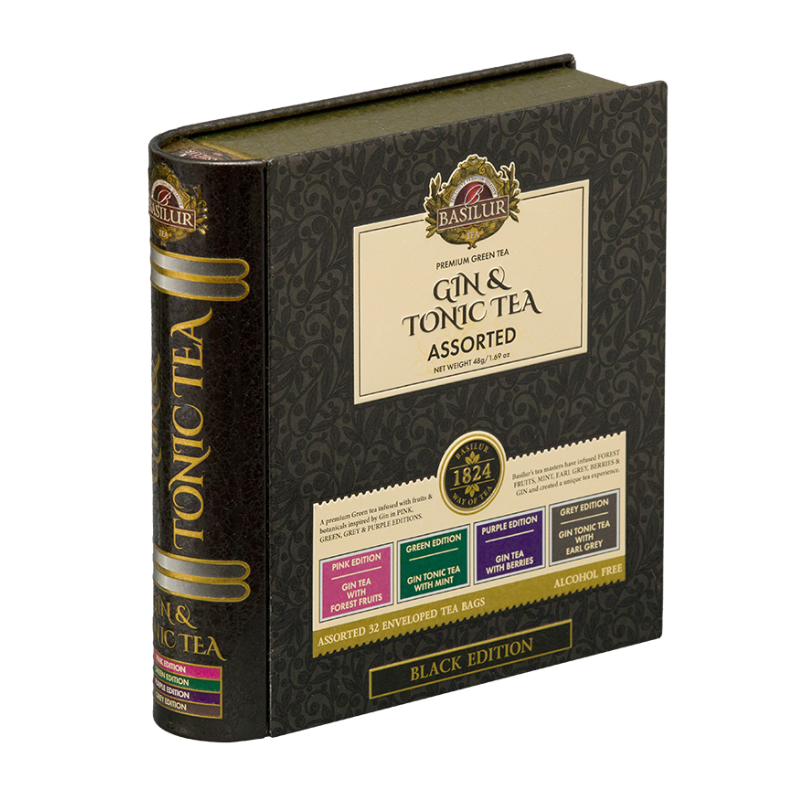 Zestaw herbat GIN & TONIC TEA BLACK EDITION saszetki w puszce - 32 szt.