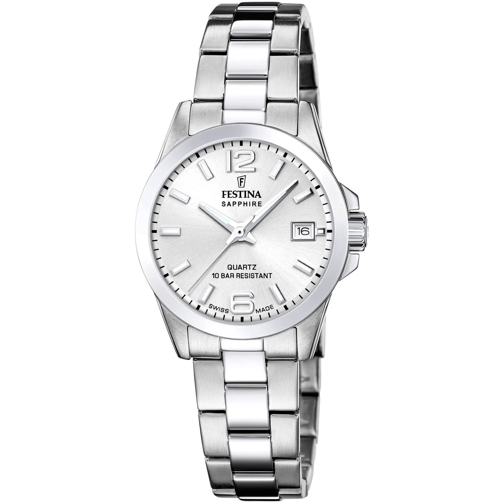 Festina Classic Bracelet 20049/1 zegarek damski srebrny na bransolecie z datownikiem