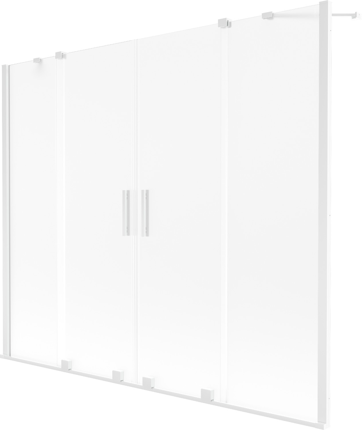 Mexen Velar Duo parawan nawannowy 2-skrzydłowy rozsuwany 200 x 150 cm, szron, biały - 896-200-000-32-20