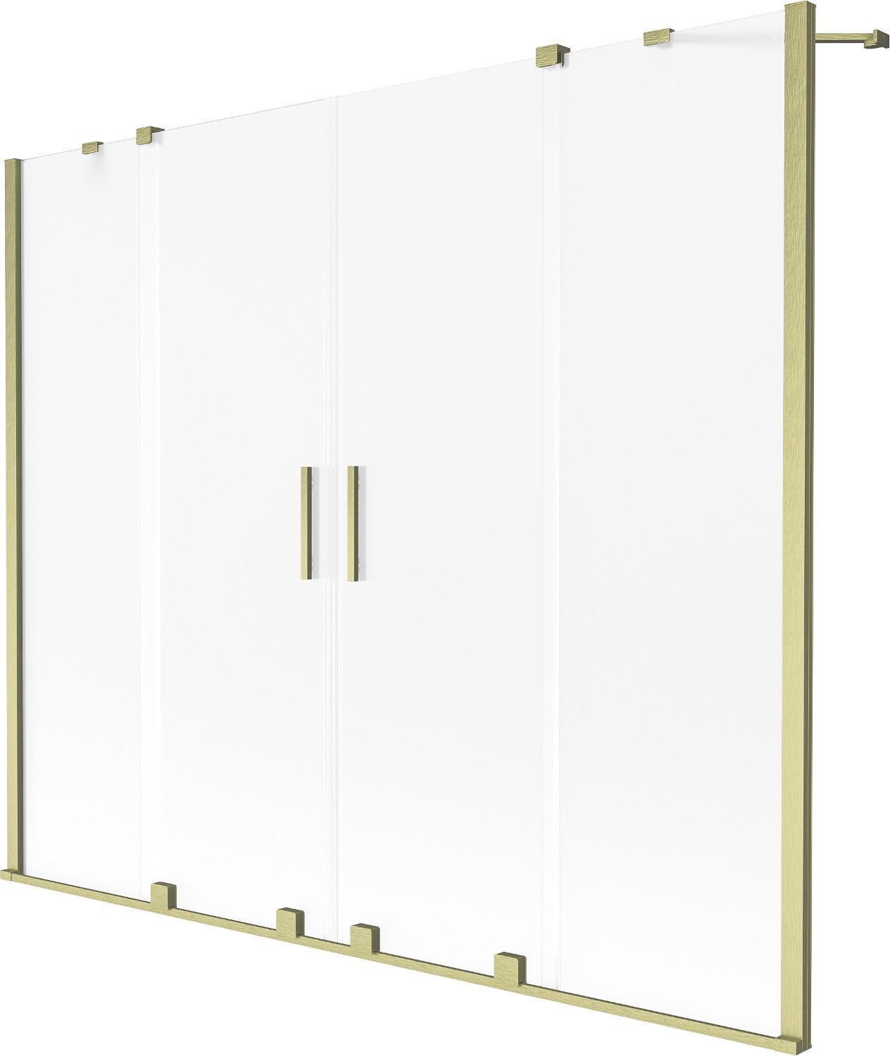 Mexen Velar Duo parawan nawannowy 2-skrzydłowy rozsuwany 190 x 150 cm, szron, złoty szczotkowany - 896-190-000-32-55