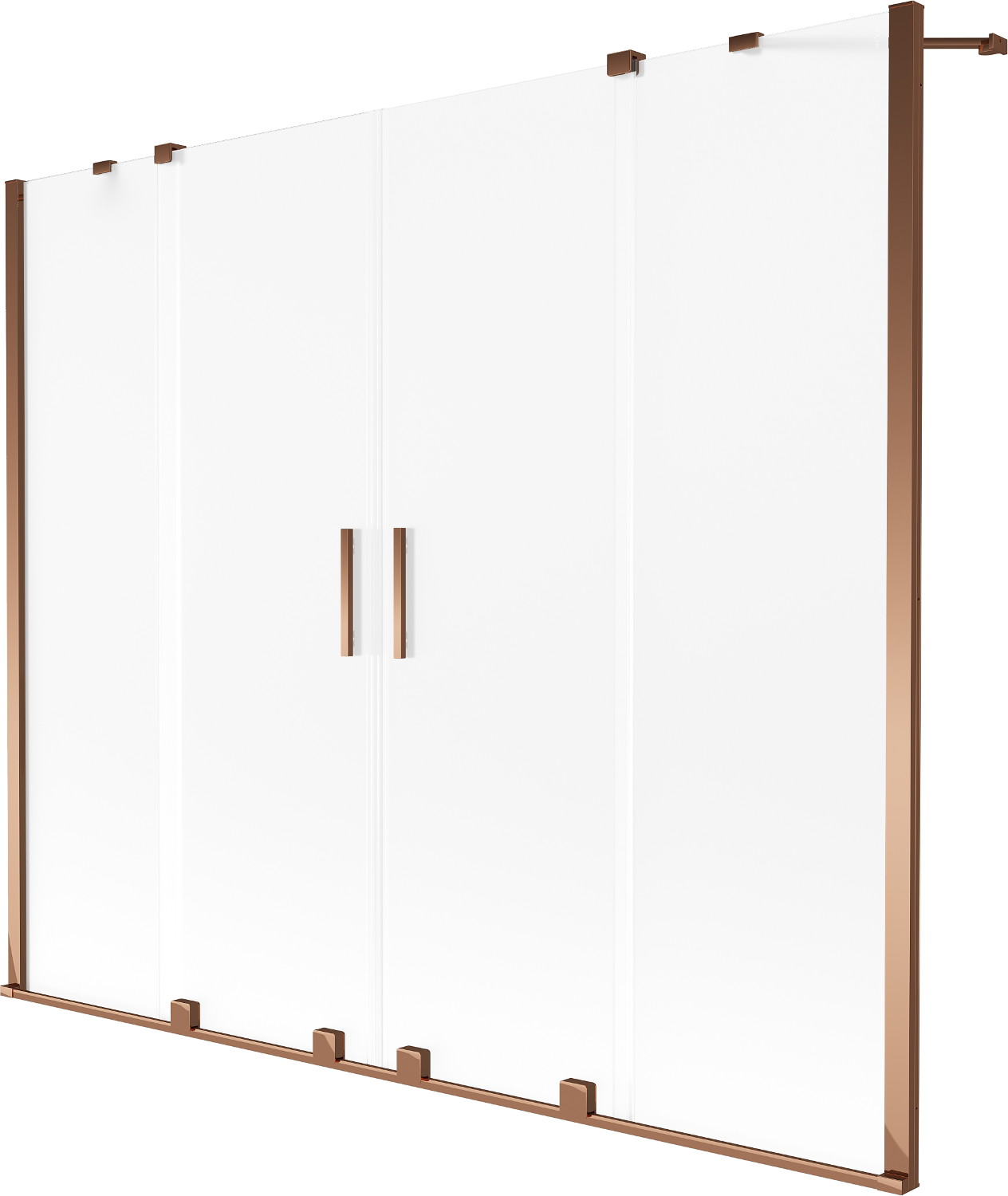 Mexen Velar Duo parawan nawannowy 2-skrzydłowy rozsuwany 200 x 150 cm, szron, różowe złoto - 896-200-000-32-60