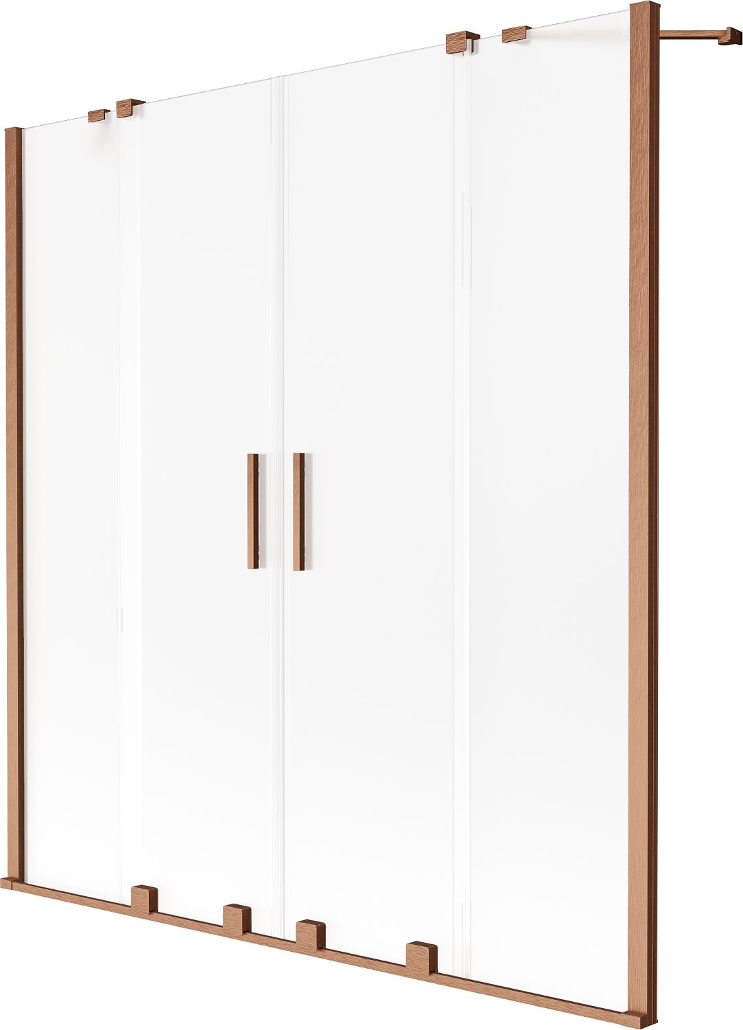Mexen Velar Duo parawan nawannowy 2-skrzydłowy rozsuwany 140 x 150 cm, szron, miedź szczotkowana - 896-140-000-32-65