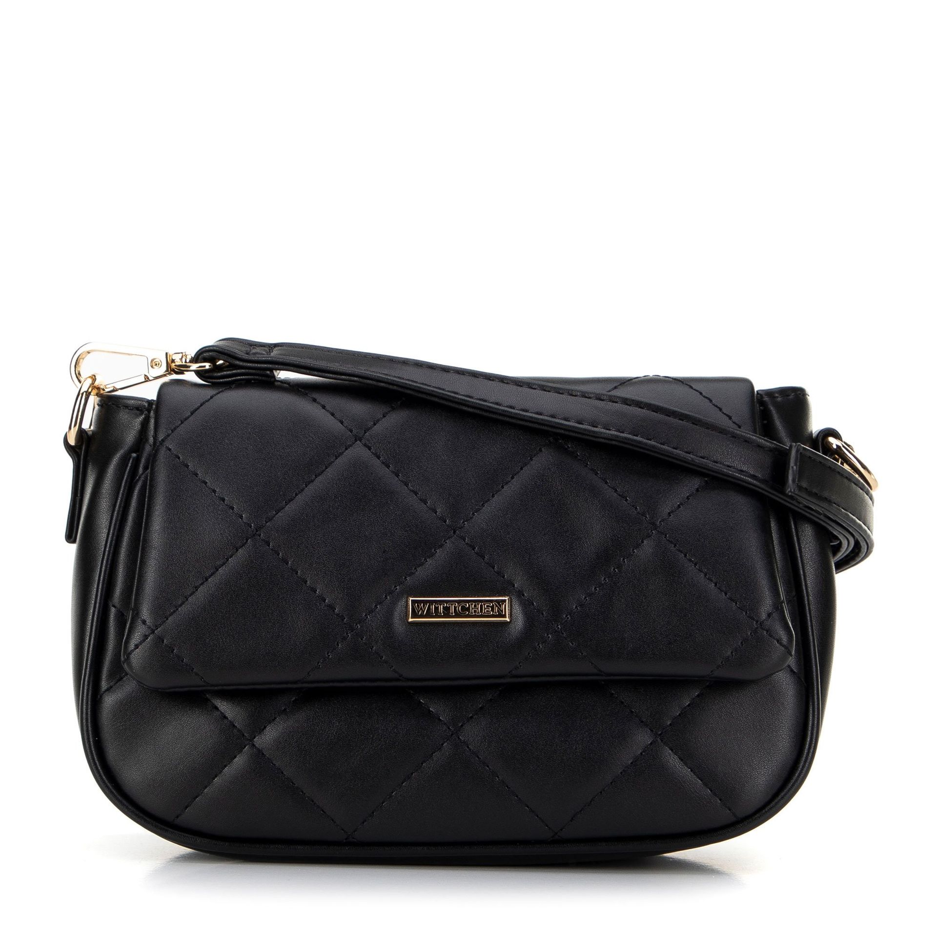 Damska crossbody z ekoskóry w przeszycia czarna