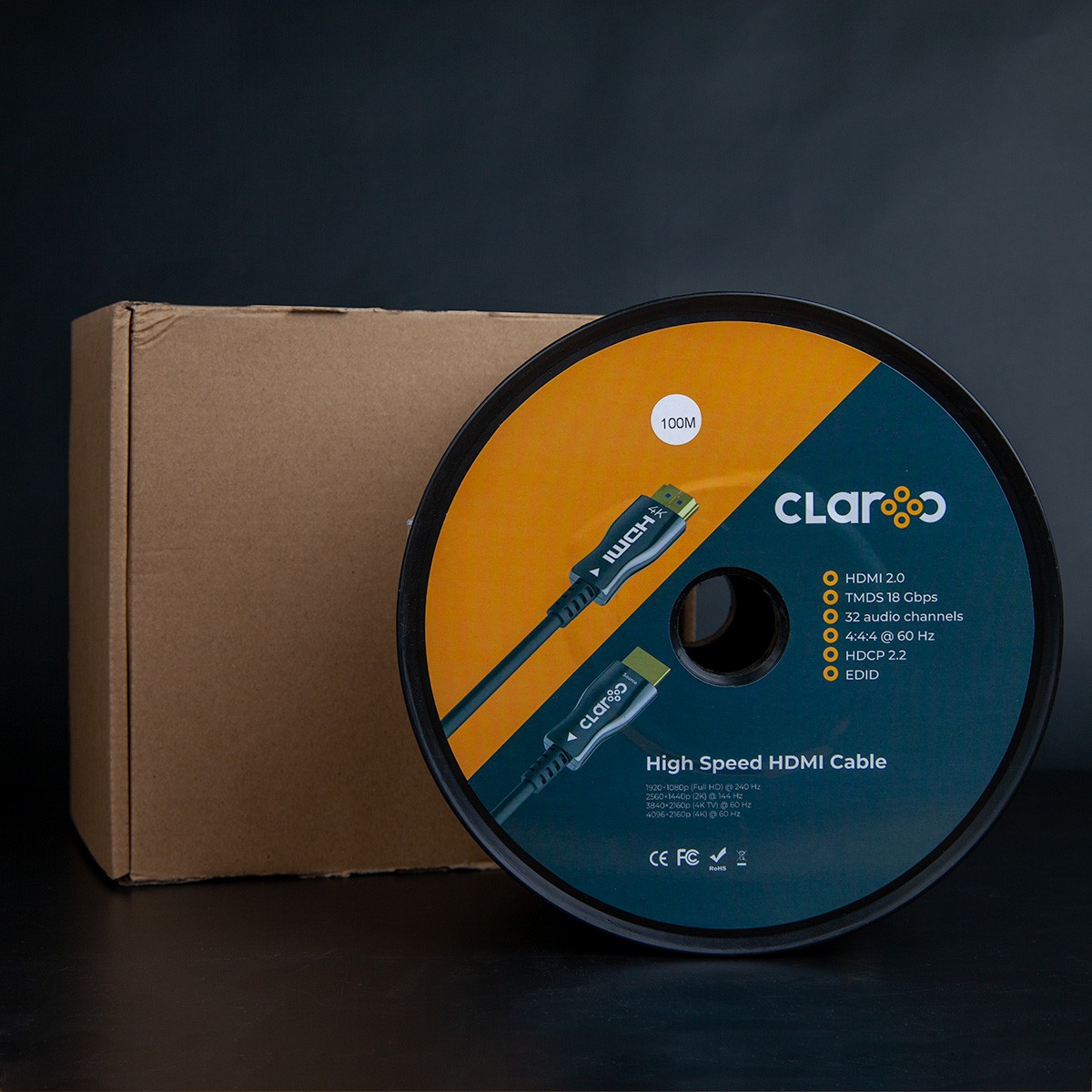 Claroc Kabel optyczny HDMI 2.0 AOC 4K@60Hz 100 m