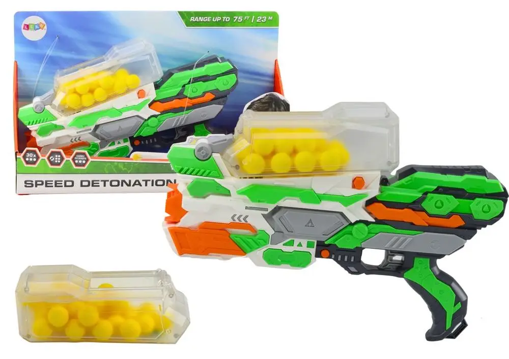 Pistolet na miękkie kulki 23m strzału 30 kulek - Leantoys