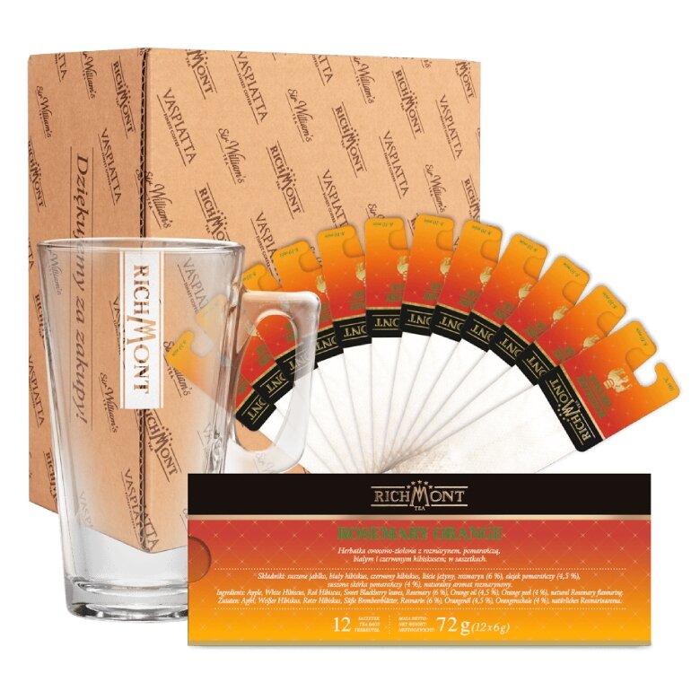 ZESTAW Herbata Richmont Rosemary Orange + Szklanka Richmont Hot 370ml