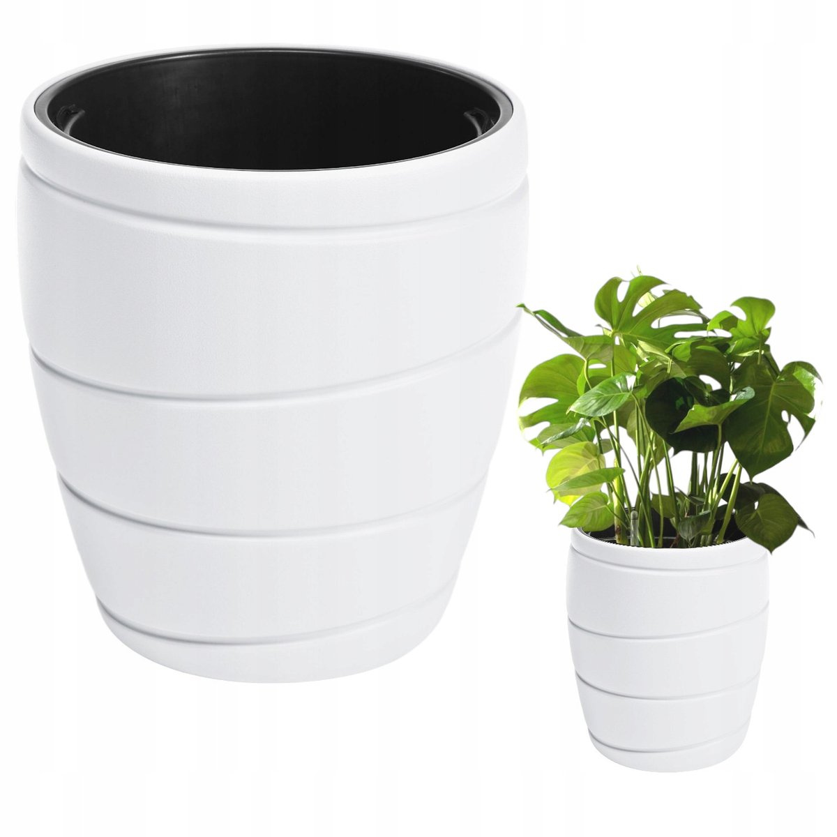 DONICA Z WKŁADEM OSŁONKA DONICZKA DUŻA 40x43 CM BIAŁA OGRODOWA PLASTIKOWA