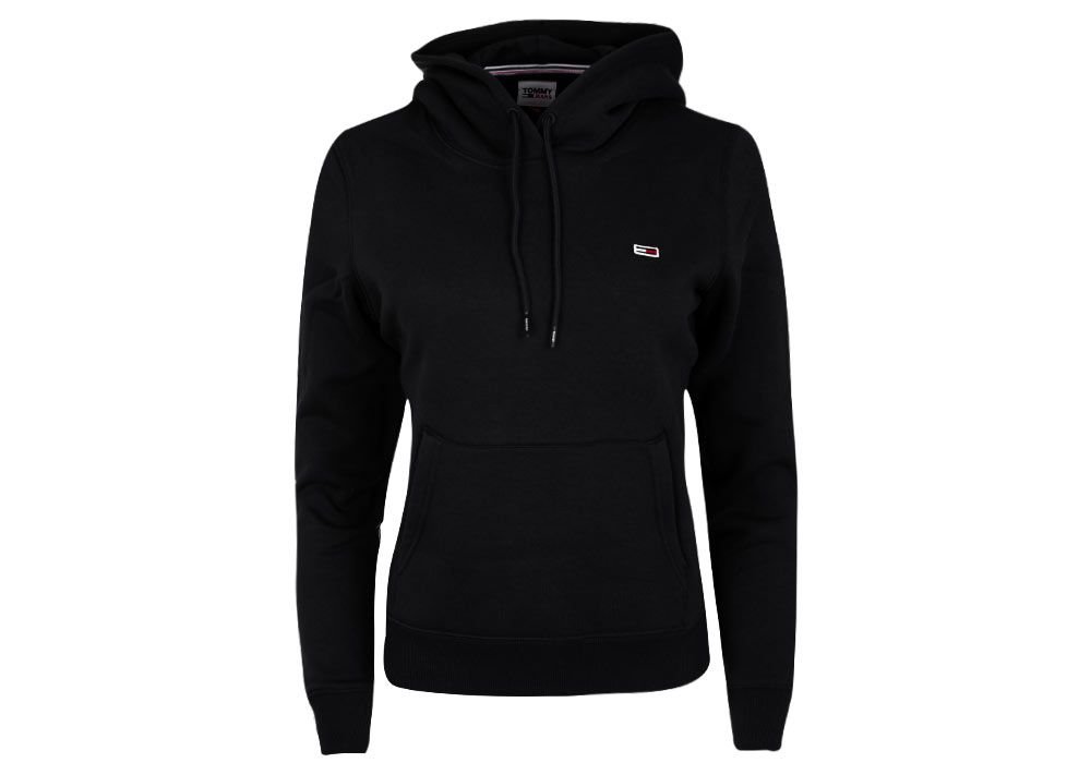 TOMMY  HILFIGER BLUZA DAMSKA TJW REGULAR FLEECE HOODIE BLACK DW0DW09228 BDS - Rozmiar: XS