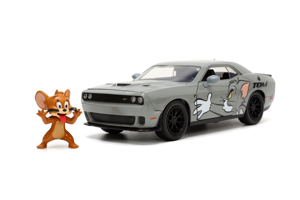 JADA TOM AND JERRY 2015 DODGE CHALLENGER HELLCAT SZARY + FIGURKA 1:24 253255047