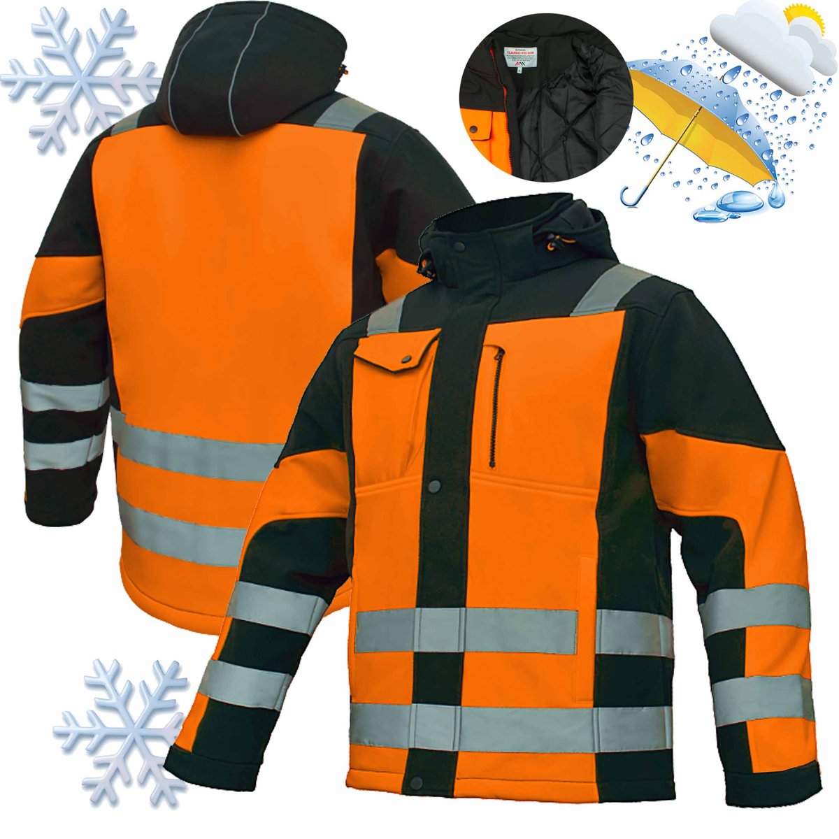 Kurtka robocza zimowa softshell ocieplany fluorescencyjna pasy odblaskI XL ARTMAS