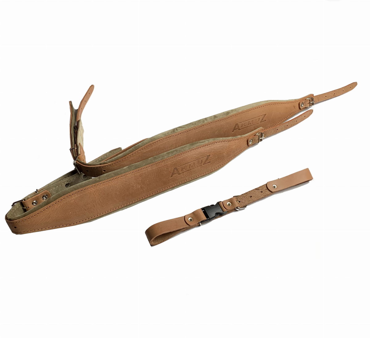 Pas do akordeonu 80 bas + łącznik skóra brąz