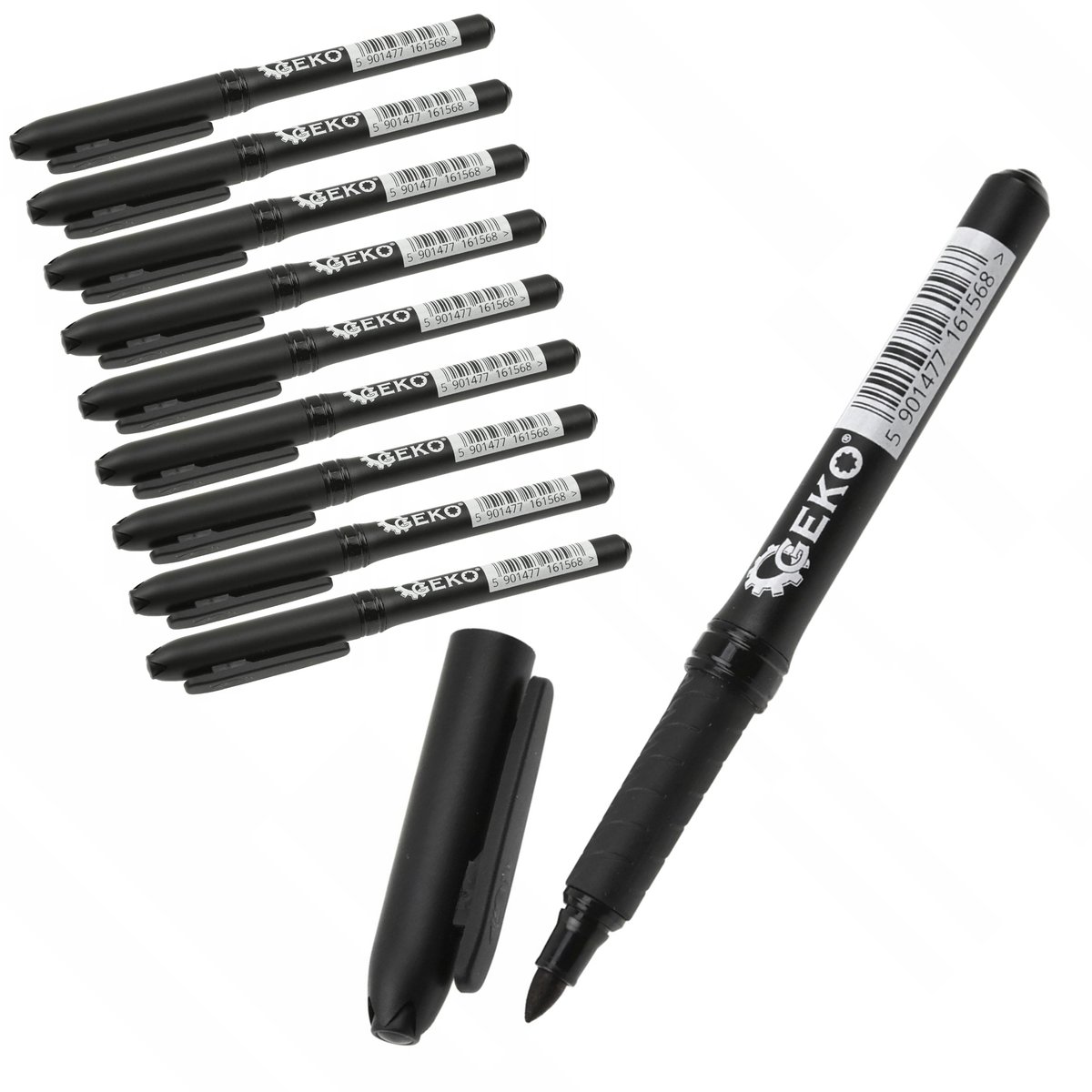 Geko Marker Budowlany Permanentny Wodoodporny Czarny Zestaw 10 Sztuk